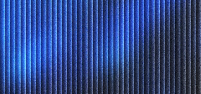 Abstract blue metal texture with vertical lines, industrial corrugated steel wall background, modern metallic surface with rhythmic parallel stripes, dark navy blue architectural cladding.