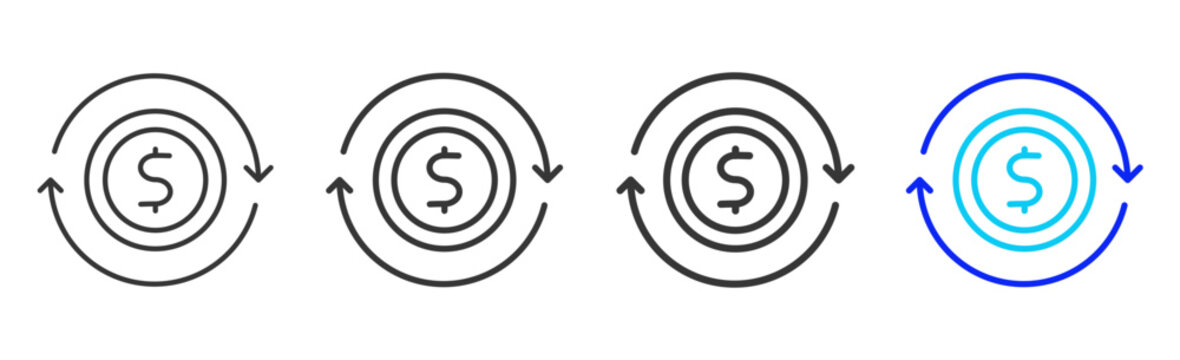 cash flow Icon Collection Creative Outline Style for Financial Planning Money Management Banking Investment Mobile App and Business Design Modern Finance Kit