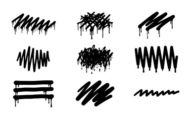 Graffiti Spray Paint Drips, Urban Art Splatter Textures, Black Ink Grunge Brush Strokes, Dynamic Abstract Doodles, Vector Elements for Street Style Design © Saiful