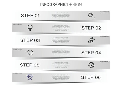 Business steps infographics template. Six steps business infographics template vector. Vector illustration.