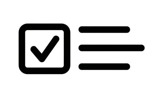 Checklist with a tick mark and list items icon.