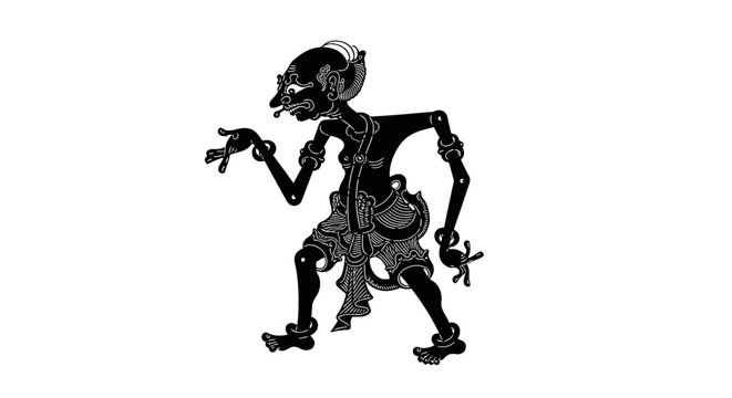 Traditional Indonesian Wayang Kulit Shadow Puppet Silhouette
