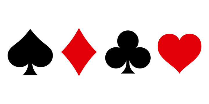 Classic Playing Card Suits Icons Set on White Background