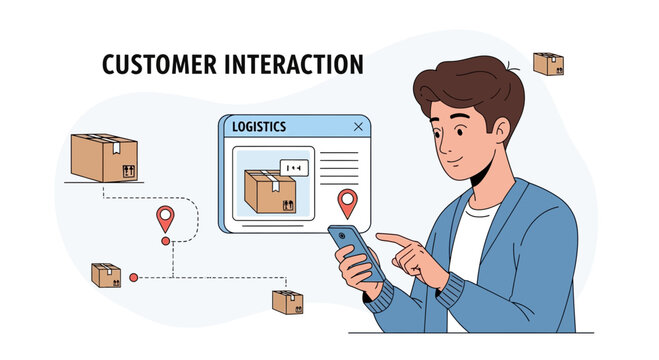 Customer interaction with logistics via smartphone app and package tracking