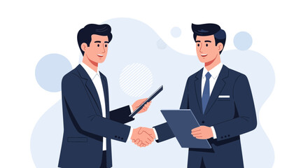 Obraz premium Business partners shaking hands, agreement, contract signing, success, teamwork