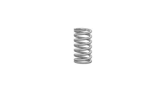 Close-up of a metal compression spring isolated on white background.
