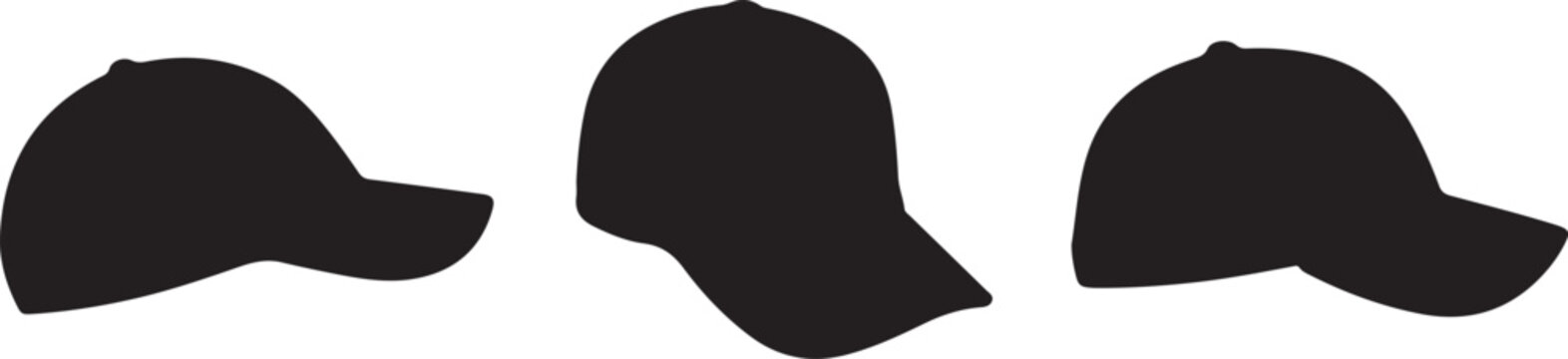 Black baseball caps in different styles