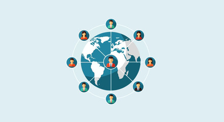 Global Network Connection: People Connected Around the World Map © Shop