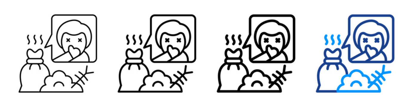 Stink Icon Different Style Outline Collection Set