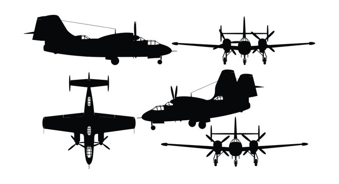 World war two aircraft silhouettes on a white background