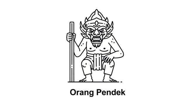Orang Pendek Mythical Creature Illustration - Cryptid Folklore Icon