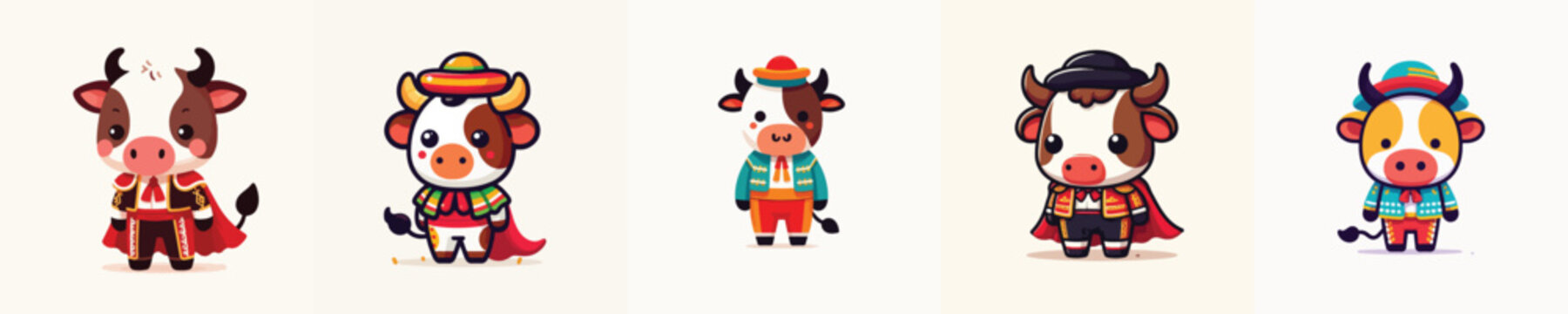 vector cow wearing Spanish matador costume