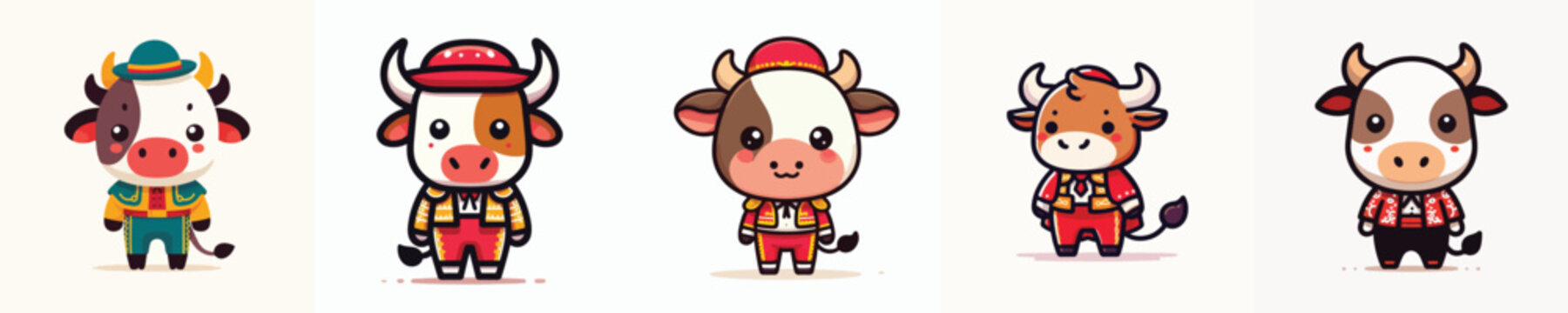 vector cow wearing Spanish matador costume