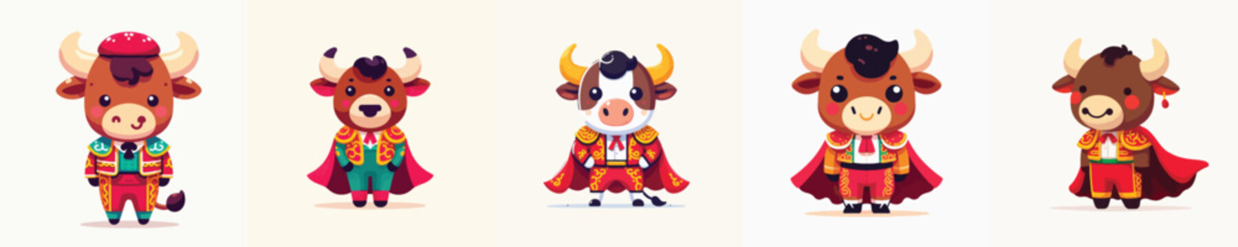 vector bull wearing Spanish matador costume