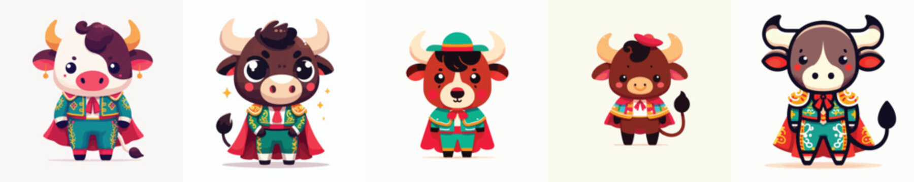 vector bull wearing Spanish matador costume