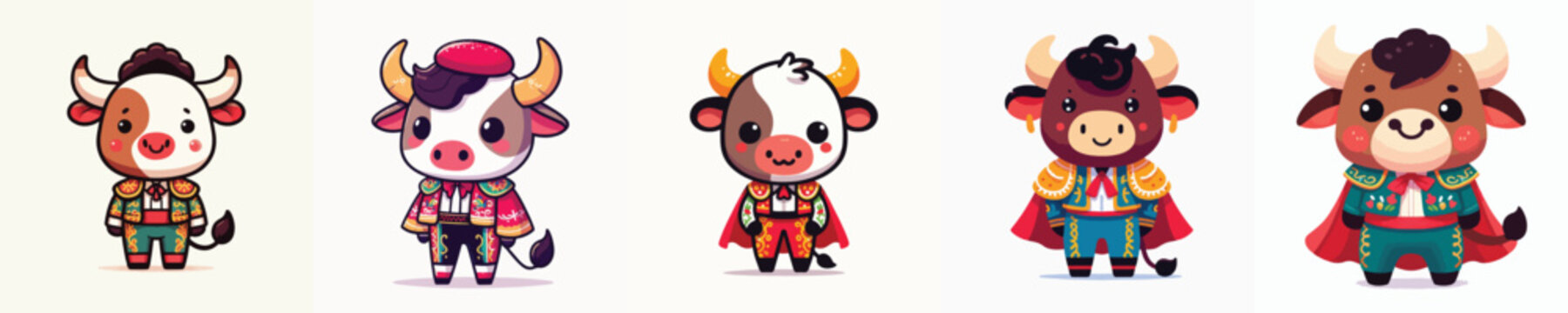 vector bull wearing Spanish matador costume