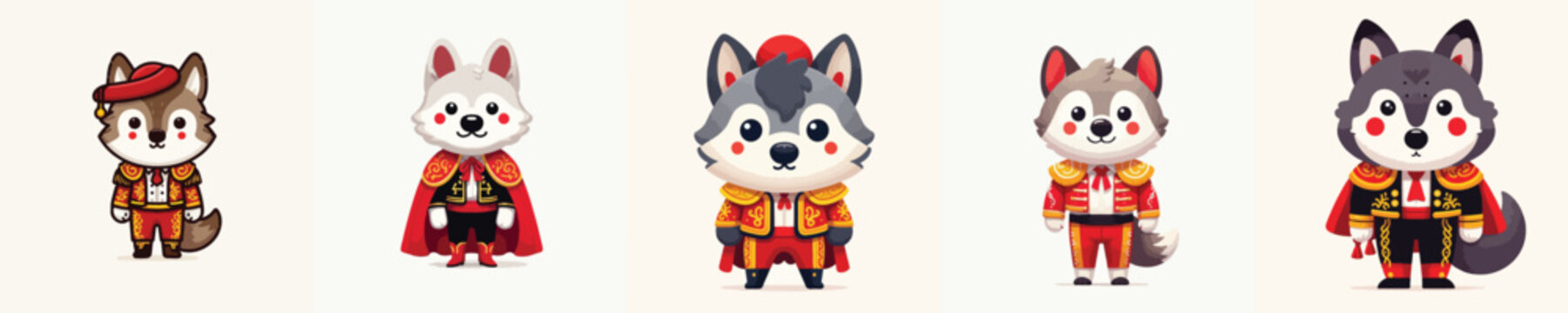 vector of a wolf wearing a Spanish matador costume