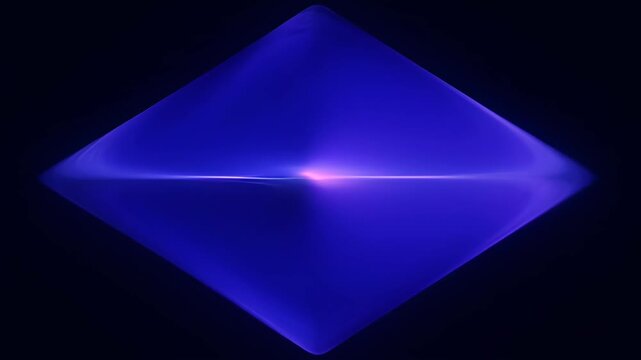 Abstract background with glasses refraction and dispersion glowing purple light on dark background, blue geometric glow and diamond shape layers