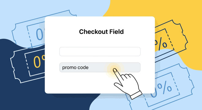 Online shopping coupon code, digital discount, checkout page promotion
