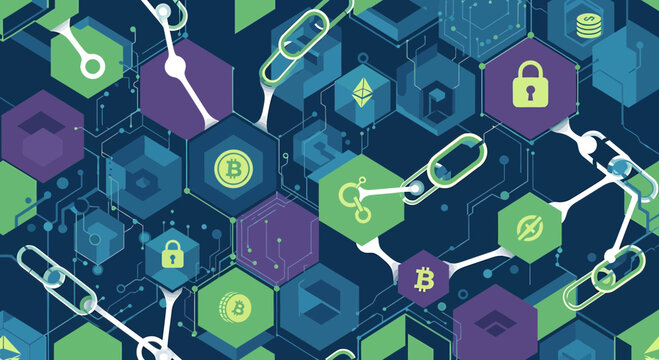 Blockchain Technology Network, Cryptocurrency, Digital Security, Futuristic Abstract Background