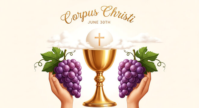 Eucharist icon with hands holding grapes