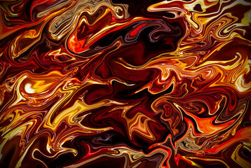 Abstract Red Gold Lava Fluid Texture Luxury Background © kholik