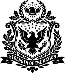 Fototapeta premium Detailed vintage emblem featuring an eagle and laurel wreath design isolated illustration