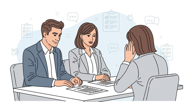 Job Interview: Candidates and Interviewers in Office Setting