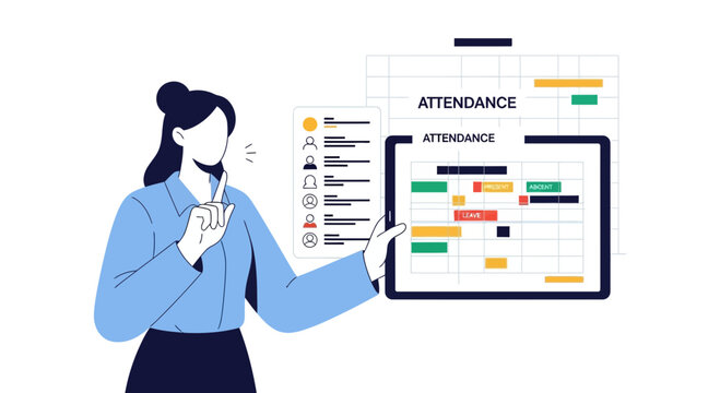 Business meeting planning and attendance tracking concept.