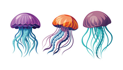 jellyfish set clipart vector illustration © Nayon