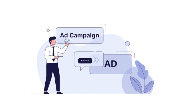 Marketing professional planning digital ad campaign and online promotion