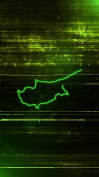 Mobile Vertical Resolution, 2160x3840 Pixels, Cyprus Country Digital Futuristic Glitch Map, Futuristic Cyprus Map Opener Suitable for Politics, Elections, News and Sports Events