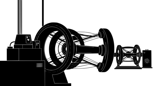 Industrial Spooling Machine Silhouette for Wire and Cable Production