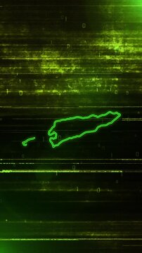Mobile Vertical Resolution, 2160x3840 Pixels, East Timor Country Digital Futuristic Glitch Map, Futuristic East Timor Map Opener Suitable for Politics, Elections, News and Sports Events
