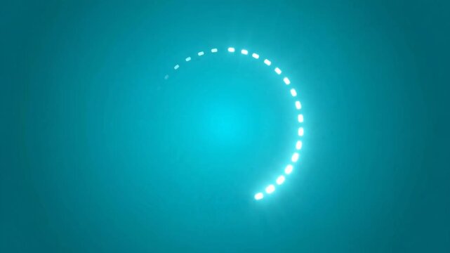 Animated dotted circle loading icon rotating on teal background with copy space