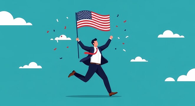 Happy 4th of july celebration with american flag