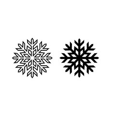 Fototapeta premium Snowflake icon set, outline and solid, white background, vector illustration