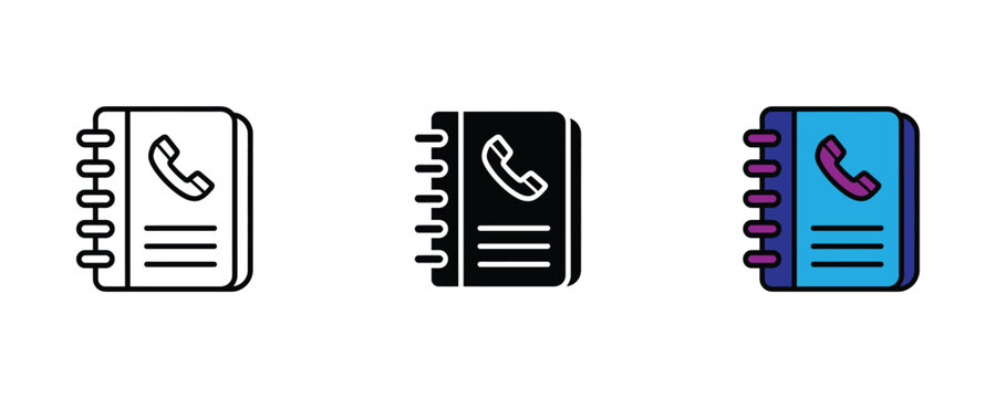 Conacc book with phone call icon st. Personal conacc lis summary, business communication log, an orgaizacional conacc symbol. Vector Illustration