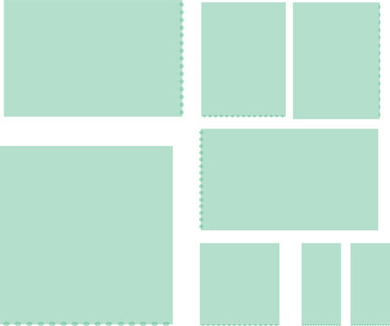 Mint green rectangular sticky notes on white background