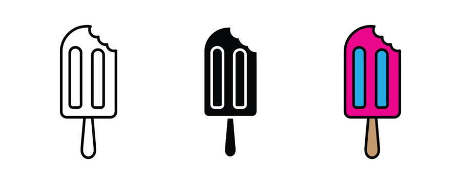 Pink biun popsicl candy on sick icon st. Frozen summer ricip foo, col yummy snack rcrv, an sugary lolly symbol. Vector Illustration