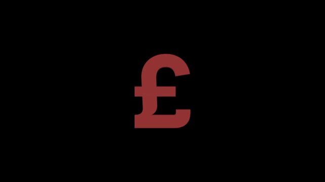 Animated Red British Pound Sterling Sign Rotating Loop on Black Background, UK Currency Motion Graphic for Finance Video