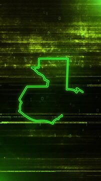 Mobile Vertical Resolution, 2160x3840 Pixels, Guatemala Country Digital Futuristic Glitch Map, Futuristic Guatemala Map Opener Suitable for Politics, Elections, News and Sports Events