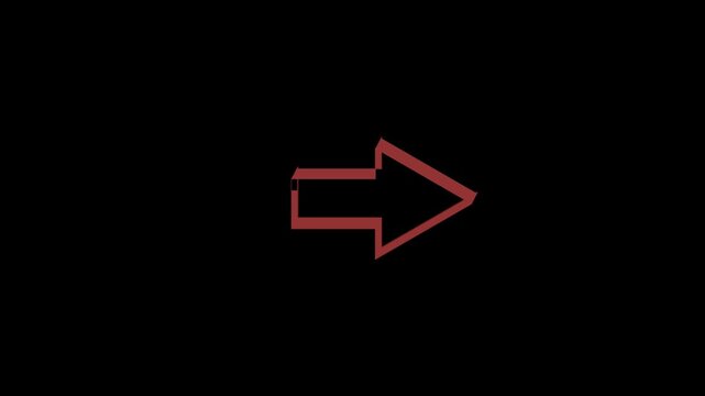 3D Animated Red Arrow Rotating Loop on Black Background, Directional Pointer Motion Graphic for Navigation and UI Design