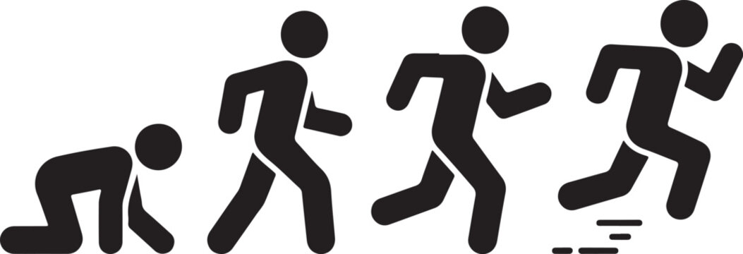 Running man sequence from crawling to sprinting