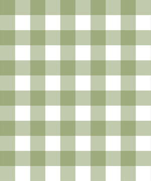 Striped gingham green horizontal and vertical pattern, with white minimalist block line background