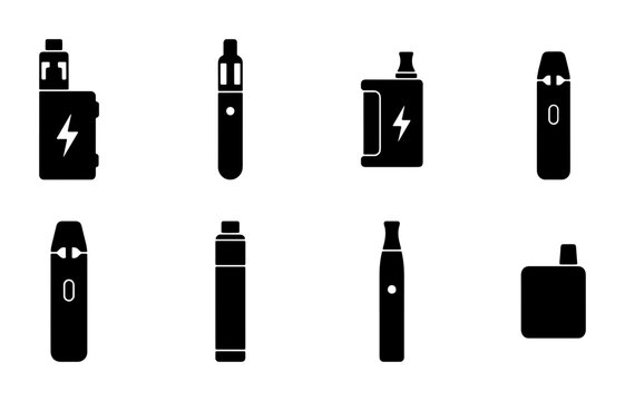 Vape Pen Icons, Electronic Cigarette Vector Set, Vaping Device Collection, Modern Vaporizer Graphics