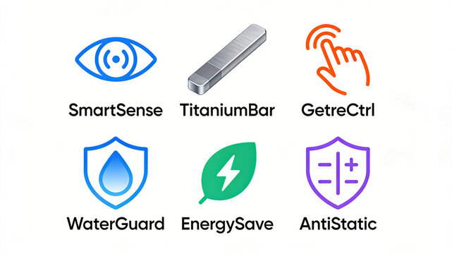 Eyeball, metal strip, gesture icon, intelligent device sensing, titanium alloy sturdy and durable, precise gesture control, waterproof, energy-saving, anti-static, adaptable to multiple scenarios.
