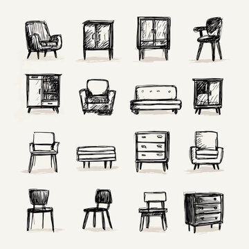 Collection of various furniture pieces.