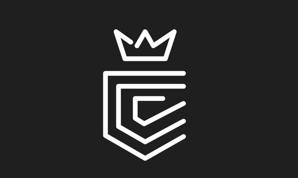 Minimalist Geometric Crown and Shield Logo Design on Dark Background