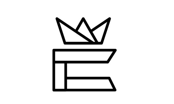 Minimalist Letter E and Crown Logo Design on White Background